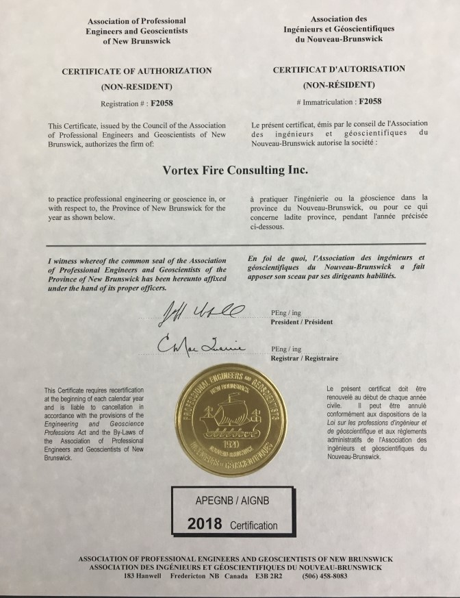 New Brunswick
(APEGNB)  – 
Permit to Practice